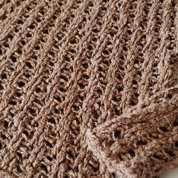 American Eagle Knit Sweater Womens XS Brown Scoop Neck See Through Casual - Picture 2 of 4